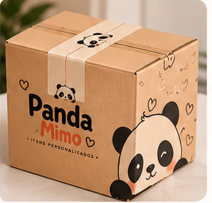 Caixa kraft Panda Mimo com fita